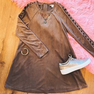 Love Riche Brown Casual Dress with Lattice Sleeves